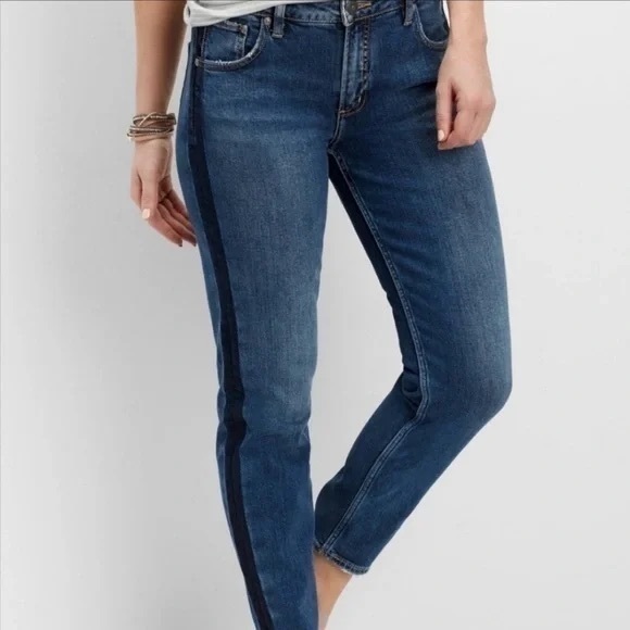 Silver Jeans Co Vintage Slim Tuxedo Stripe Slouchy Cropped Jeans Size 26x27 - Picture 1 of 9